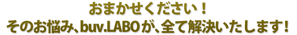おまかせください！そのお悩み、buv.LABOが、全て解決いたします！
